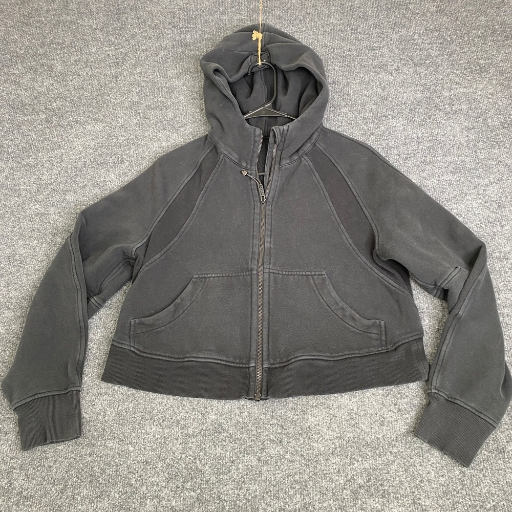 Lululemon Scuba Full Zip Hoodie Black Cropped Fleece Sweatshirt Womens XS/S